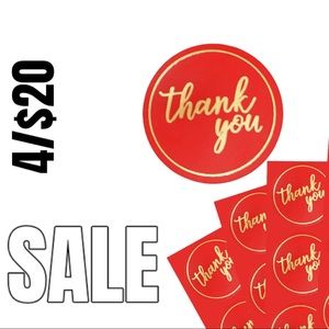 100 Red & Gold Thank You Stickers 10 Sheets 1” labels party favors shipping